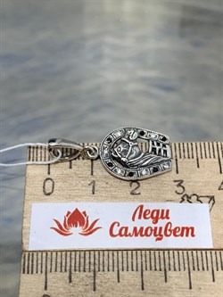 *Подвеска Подкова Лошадь На счастье Фианит арт. 1146П-257 вес 2,2 г - фото 199976