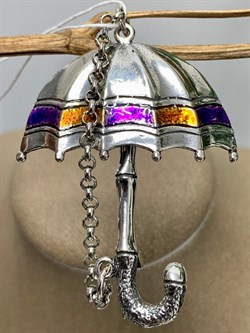 *Брошь Зонтик Эмаль арт. 1451Б-736 вес 12,2 г - фото 200209