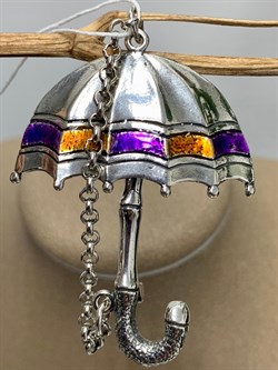 *Брошь Зонтик Эмаль арт. 1451Б-736 вес 12,2 г - фото 200210