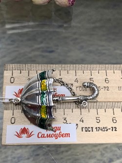 *Брошь Зонтик Эмаль арт. 1451Б-794 вес 11,5 г - фото 200219