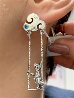 *Серьги Прогулка в облаках Фианит арт. 1562С-664 Леди Самоцвет Вес 10,9 г - фото 200352