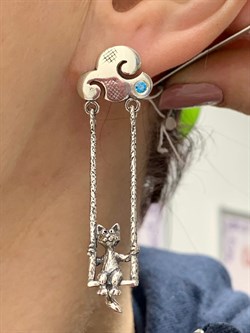 *Серьги Прогулка в облаках Фианит арт. 1562С-664 Леди Самоцвет Вес 10,9 г - фото 200353