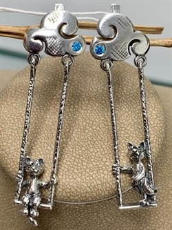 *Серьги Прогулка в облаках Фианит арт. 1562С-664 Леди Самоцвет Вес 10,9 г - фото 200355