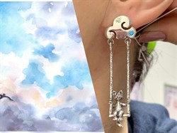 *Серьги Прогулка в облаках Фианит арт. 1562С-664 Леди Самоцвет Вес 10,9 г - фото 200360