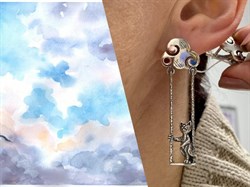 *Серьги Прогулка в облаках Фианит арт. 1562С-626 Леди Самоцвет Вес 11 г - фото 200363