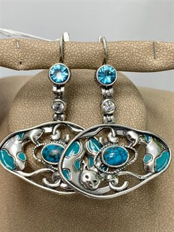 *Серьги Бирюза Сладкая парочка арт. 1579С-121 вес 20 г - фото 200469 *Серьги Бирюза Сладкая парочка арт. 1579С-121 вес 20 г - фото 200469