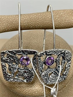 *Серьги Петли Аметист Самоцветы арт. 1605С-485 вес 9,3 г - фото 200624 *Серьги Петли Аметист Самоцветы арт. 1605С-485 вес 9,3 г - фото 200624