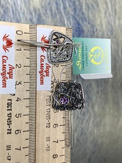 *Серьги Петли Аметист Самоцветы арт. 1605С-485 вес 9,3 г - фото 200627 *Серьги Петли Аметист Самоцветы арт. 1605С-485 вес 9,3 г - фото 200627