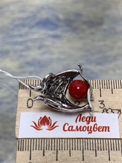*Подвеска Ночной гость Коралл арт. 1672П-478 вес 6,2 г - фото 200772