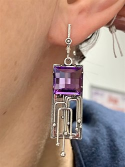 *Серьги Аметист синт Сибелиус арт. 1700С-531 Вес 16,7 г - фото 200882