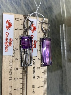 *Серьги Аметист синт Сибелиус арт. 1700С-531 Вес 16,7 г - фото 200884