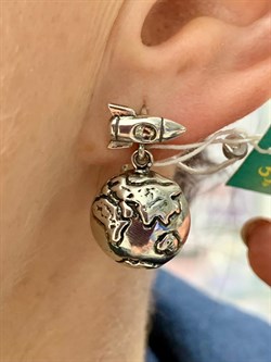 *Серьги Земля в иллюминаторе арт. 1756С-162 вес 8,2 г - фото 201254