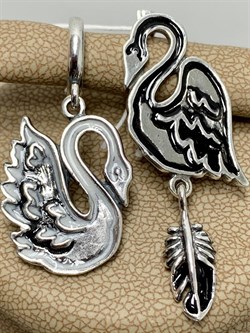 *Серьги Лебеди Эмаль арт. 1757С-334 вес 8 г - фото 201273 *Серьги Лебеди Эмаль арт. 1757С-334 вес 8 г - фото 201273