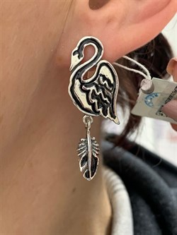 *Серьги Лебеди Эмаль арт. 1757С-334 вес 8 г - фото 201280 *Серьги Лебеди Эмаль арт. 1757С-334 вес 8 г - фото 201280