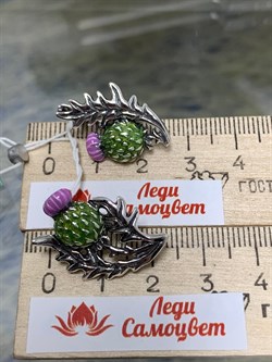 *Серьги Чертополох б/к Эмаль арт. 1764С-267 вес 7,3 г - фото 201331 *Серьги Чертополох б/к Эмаль арт. 1764С-267 вес 7,3 г - фото 201331