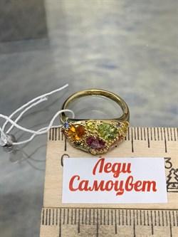*Кольцо р.17,5 Сапфир цв Лимонное арт. 11218-386 вес 5,61 г - фото 202205 *Кольцо р.17,5 Сапфир цв Лимонное арт. 11218-386 вес 5,61 г - фото 202205