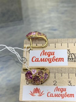 *Серьги Розовый Сапфир цв Лимонное арт. 21220-445 вес 6,74 г - фото 202233 *Серьги Розовый Сапфир цв Лимонное арт. 21220-445 вес 6,74 г - фото 202233