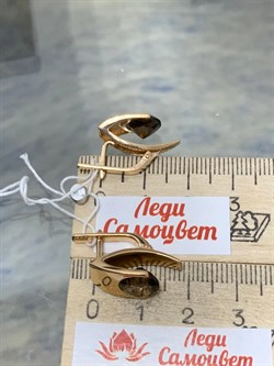 *Серьги Дымчатый Кварц цв Красное арт. 2142-536 вес 5,77 г - фото 202341