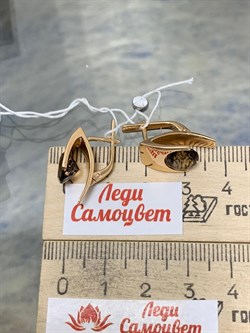 *Серьги Дымчатый Кварц цв Красное арт. 2142-536 вес 5,77 г - фото 202342