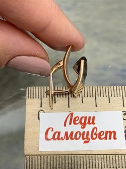 *Серьги Дымчатый Кварц цв Красное арт. 2142-536 вес 5,77 г - фото 202343