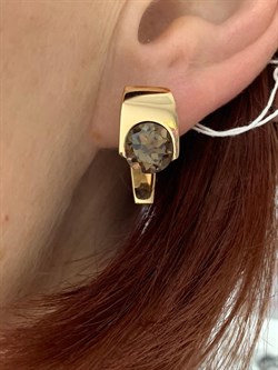 *Серьги Дымчатый Кварц цв Красное арт. 2142-536 вес 5,77 г - фото 202344