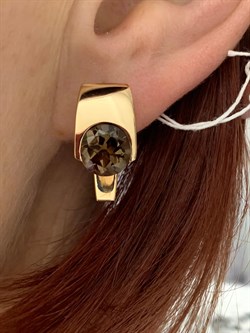 *Серьги Дымчатый Кварц цв Красное арт. 2142-536 вес 5,77 г - фото 202345