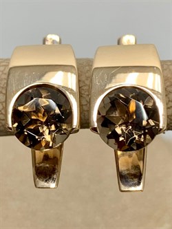 *Серьги Дымчатый Кварц цв Красное арт. 2142-536 вес 5,77 г - фото 202347