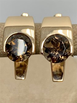 *Серьги Дымчатый Кварц цв Красное арт. 2142-536 вес 5,77 г - фото 202350