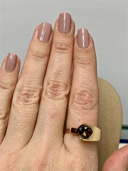 *Кольцо р.18,5 Дымчатый Кварц цв Красное арт. 1142-529 вес 3,83 г - фото 202355