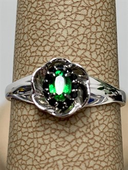 *Кольцо р.17,5 Микс Цаворит Шпинель арт. 01-2431/00ЦВ-17-017 вес 1,88 г - фото 203554