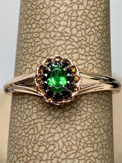 *Кольцо р.17,5 Микс Цаворит Шпинель арт. 01-2425/00ЦВ-06-654 вес 2,07 г - фото 203575