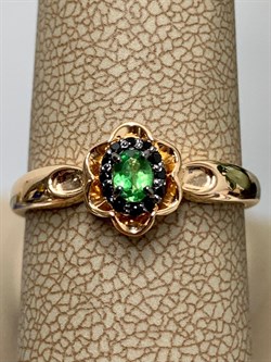 *Кольцо р.19,5 Микс Цаворит Шпинель арт. 01-2427/00ЦВ-06-423 вес 1,96 г - фото 203665