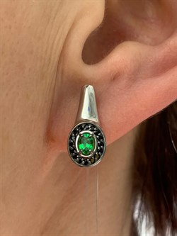 *Серьги Микс Цаворит Шпинель арт. 02-2430/00ЦВ-17-992 вес 2,95 г - фото 203748