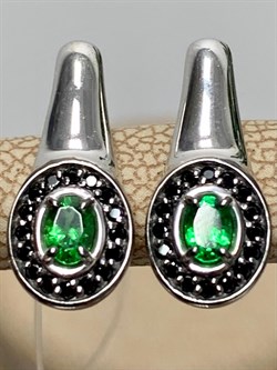 *Серьги Микс Цаворит Шпинель арт. 02-2430/00ЦВ-17-992 вес 2,95 г - фото 203755