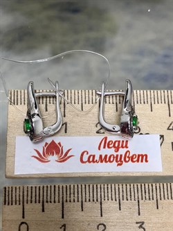 *Серьги Микс Цаворит Шпинель арт. 02-2430/00ЦВ-17-992 вес 2,95 г - фото 203757