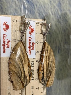 *Серьги Яшма Песочная Абстракция арт. 2-1600-616-132 Вес 22,74 г - фото 206471 *Серьги Яшма Песочная Абстракция арт. 2-1600-616-132 Вес 22,74 г - фото 206471