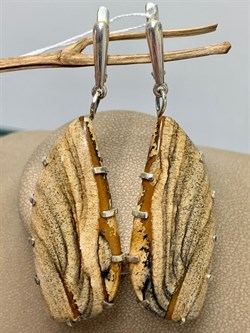 *Серьги Яшма Песочная Абстракция арт. 2-1600-616-132 Вес 22,74 г - фото 206474 *Серьги Яшма Песочная Абстракция арт. 2-1600-616-132 Вес 22,74 г - фото 206474