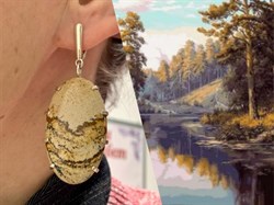 *Серьги Яшма Песочная Абстракция арт. 2-1600-616-118 Вес 22,04 г - фото 206477 *Серьги Яшма Песочная Абстракция арт. 2-1600-616-118 Вес 22,04 г - фото 206477