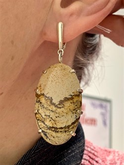 *Серьги Яшма Песочная Абстракция арт. 2-1600-616-118 Вес 22,04 г - фото 206478 *Серьги Яшма Песочная Абстракция арт. 2-1600-616-118 Вес 22,04 г - фото 206478