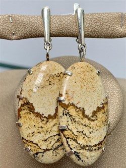 *Серьги Яшма Песочная Абстракция арт. 2-1600-616-118 Вес 22,04 г - фото 206483 *Серьги Яшма Песочная Абстракция арт. 2-1600-616-118 Вес 22,04 г - фото 206483