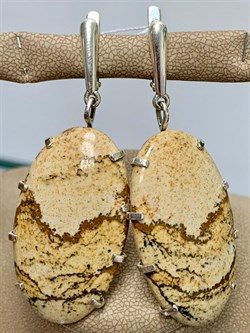 *Серьги Яшма Песочная Абстракция арт. 2-1600-616-118 Вес 22,04 г - фото 206484 *Серьги Яшма Песочная Абстракция арт. 2-1600-616-118 Вес 22,04 г - фото 206484