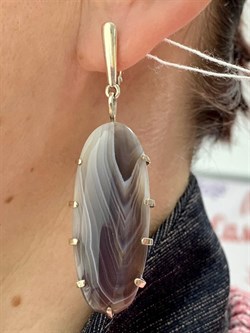 *Серьги Агат Бразильский Абстракция арт. 2-1600-615-149  Вес 20,41 г - фото 206819