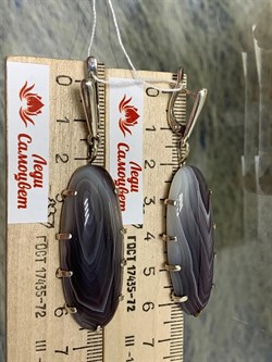 *Серьги Агат Бразильский Абстракция арт. 2-1600-615-149  Вес 20,41 г - фото 206820