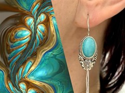 *Серьги Петли Амазонит Бразилия Рай арт. 2-0057-609-811 Вес 7,27 г - фото 207150 *Серьги Петли Амазонит Бразилия Рай арт. 2-0057-609-811 Вес 7,27 г - фото 207150