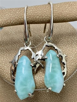 *Серьги Петли Ларимар Доминикана АРТ 3501 ВЕС 8 Г - фото 207438