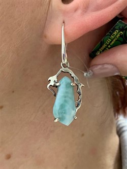 *Серьги Петли Ларимар Доминикана АРТ 3501 ВЕС 8 Г - фото 207439