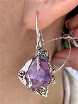 *Серьги Петли Аметист Бразилия АРТ 2953, ВЕС 15,9 Г - фото 207551