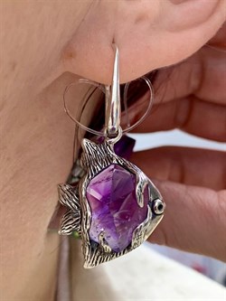 *Серьги Петли Аметист Бразилия АРТ 2953, ВЕС 15,9 Г - фото 207552