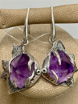 *Серьги Петли Аметист Бразилия АРТ 2953, ВЕС 15,9 Г - фото 207557