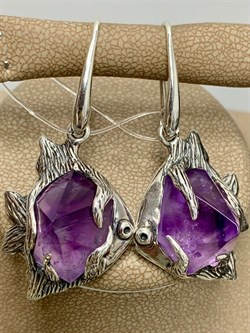 *Серьги Петли Аметист Бразилия АРТ 2953, ВЕС 15,9 Г - фото 207558